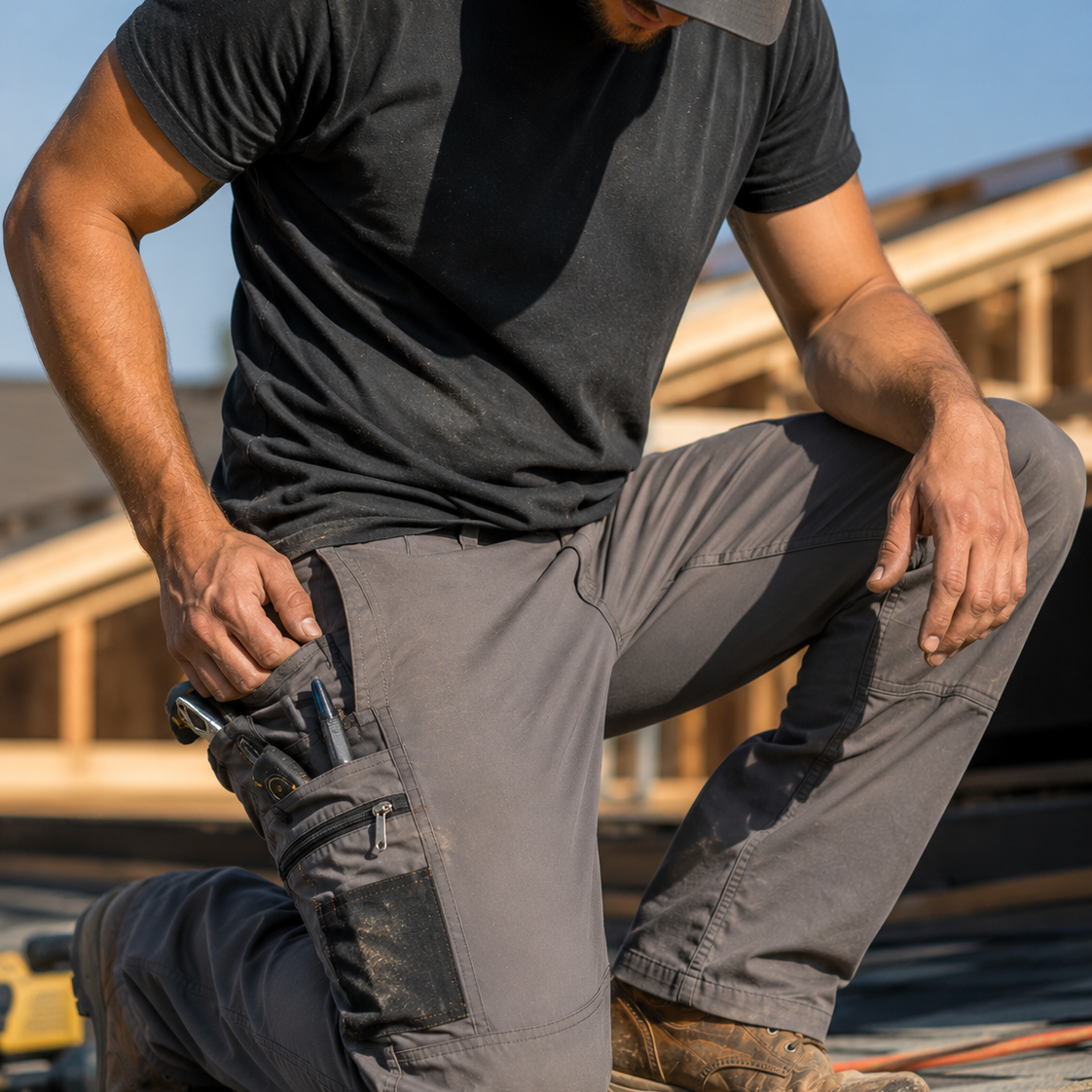 Flexible tactical cargo pants for work, hiking, and outdoor activities